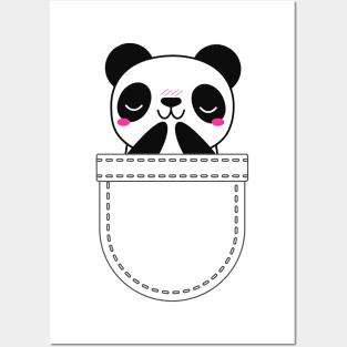 Kawaii panda in pocket Posters and Art